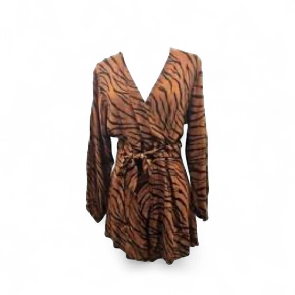 Reformation Tiger Print Wrap Dress Women’s Size Small Long Sleeve V-Neck Mini - Picture 1 of 6